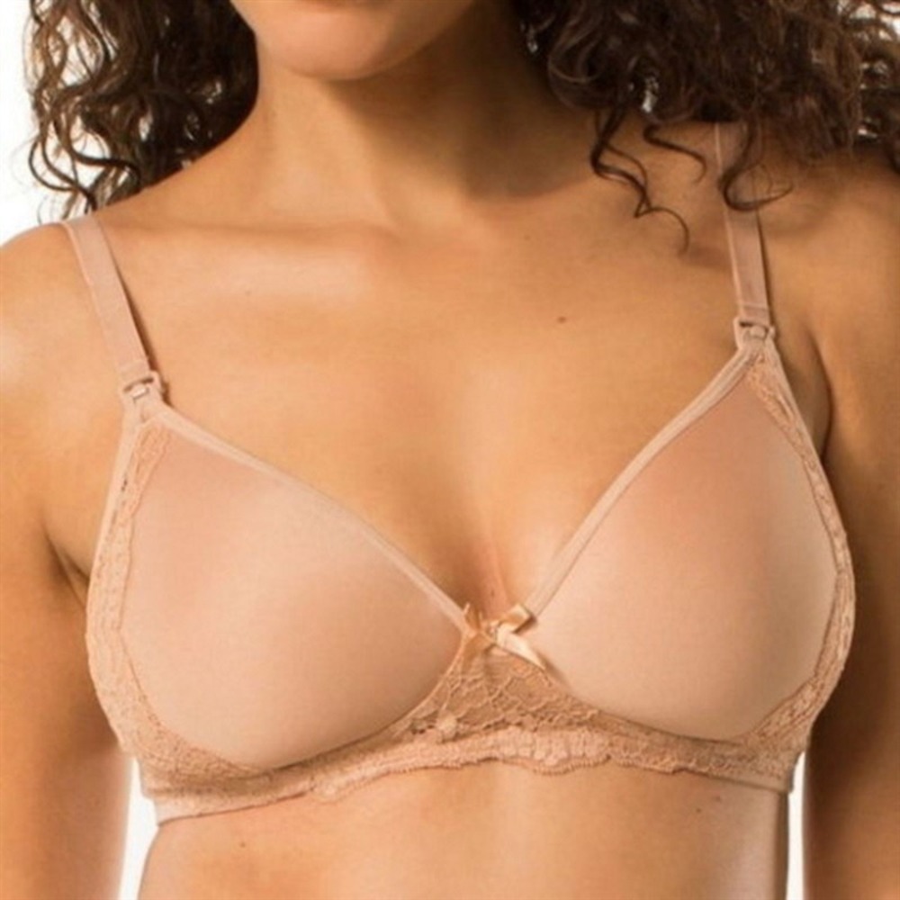 NWOT Pip & Vine 38DD by Rosie Pope Wirefree Lace Nursing Bra Beige #95713